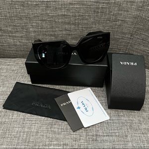 BRAND NEW PRADA SPR 15W Black Rectangular Sunglasses
